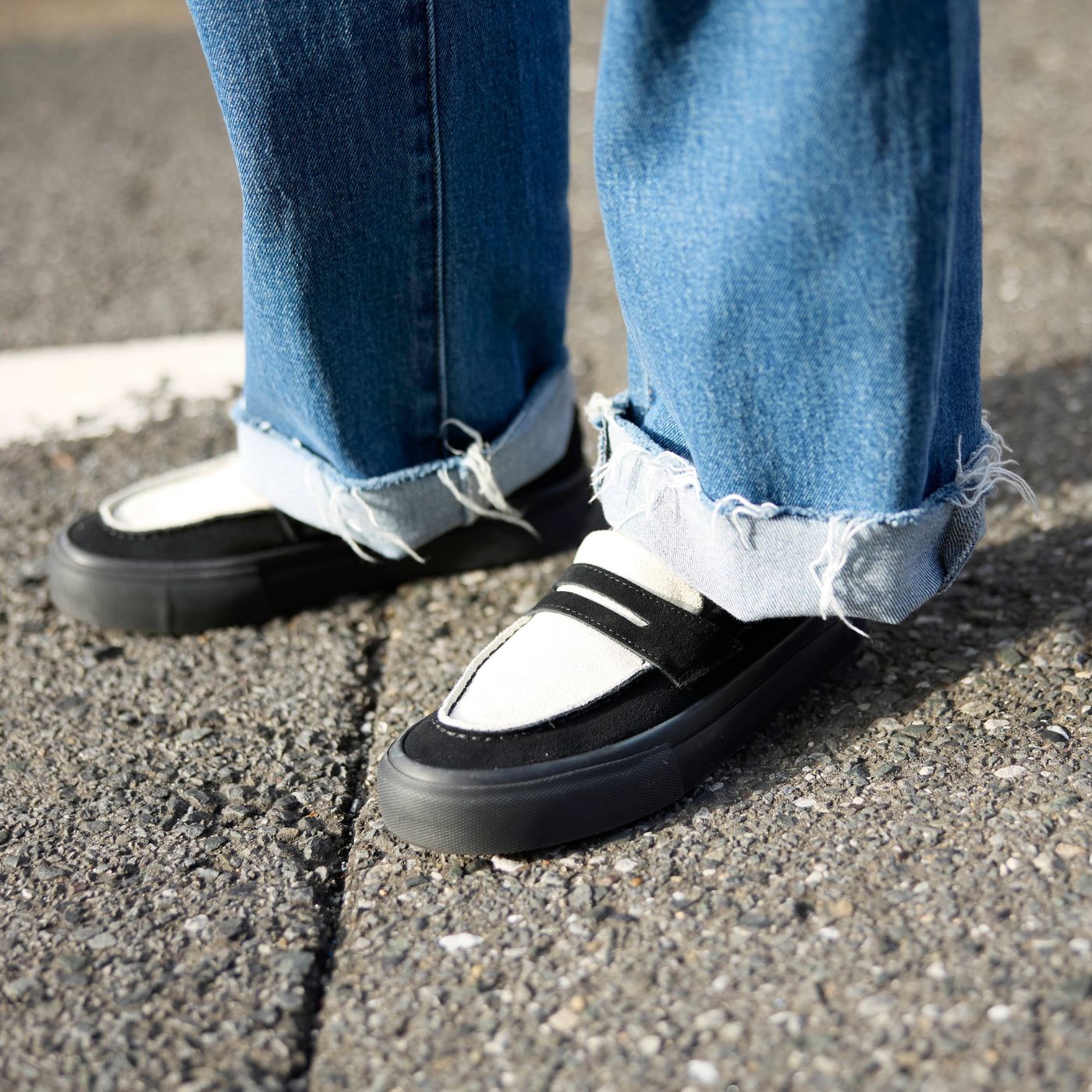PENNY Suede Black x White Conbi